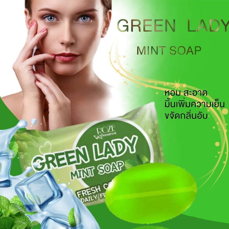 Green Lady Mint Soap by Roze Essence Made in Thailand