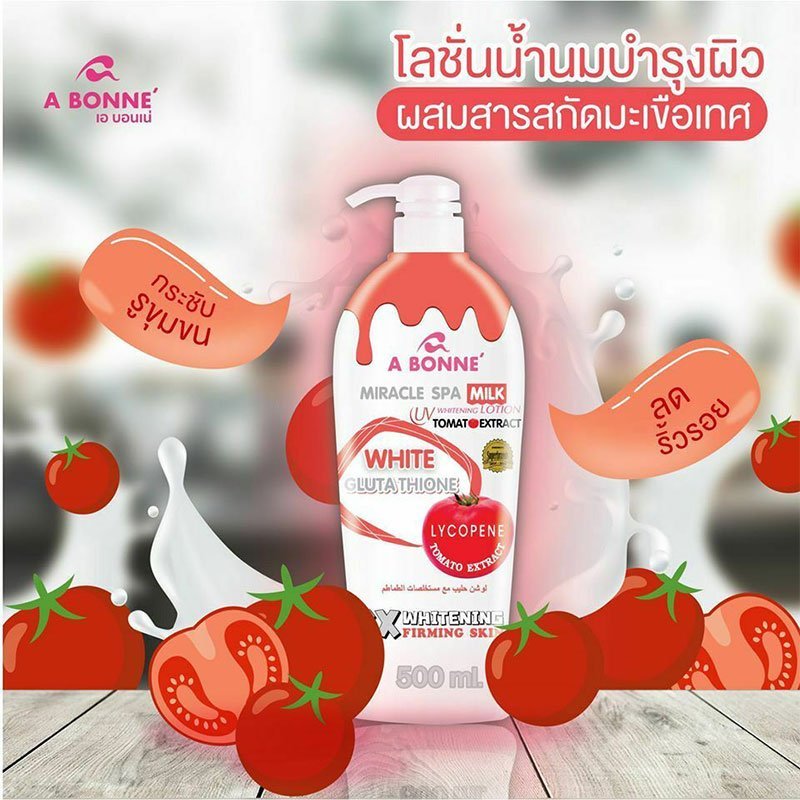 Miracle-Spa-Milk-1-1.jpg A Bonne Miracle Spa Milk Whitening Lotion Tomato Extract White Glutathione Firming Skin 500ml