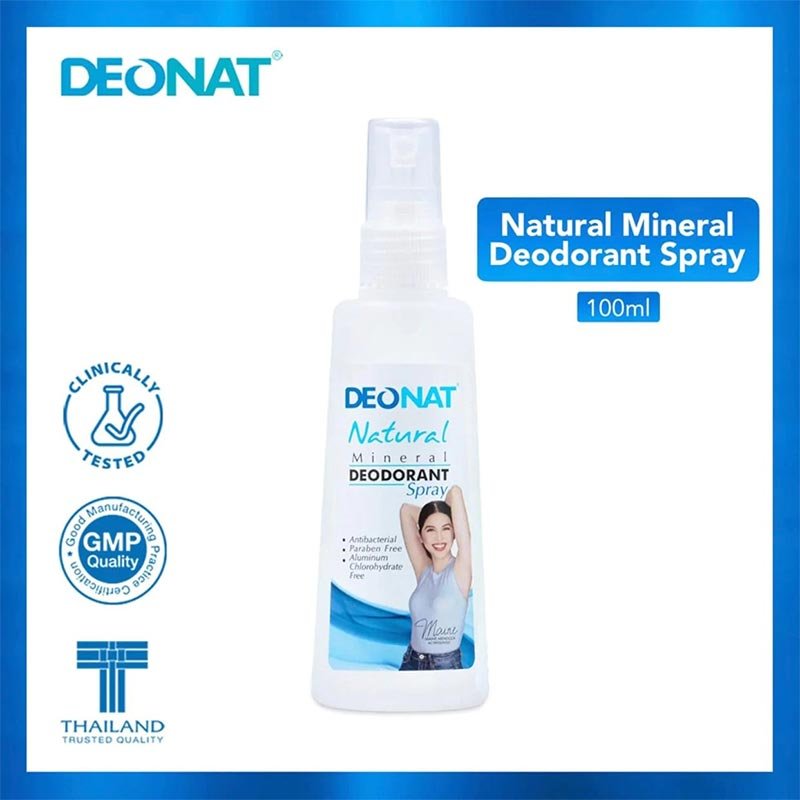 Deonat Natural Mineral Deodorant Underarm Spray 100ml Product of Thailand