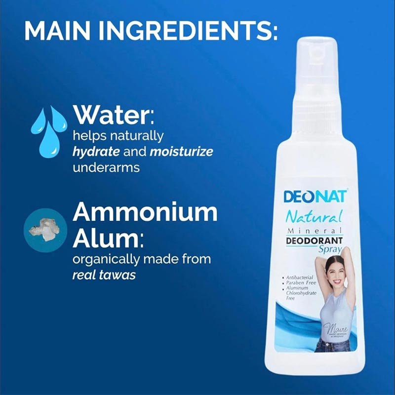 Deonat Natural Mineral Deodorant Underarm Spray 100ml Product of Thailand