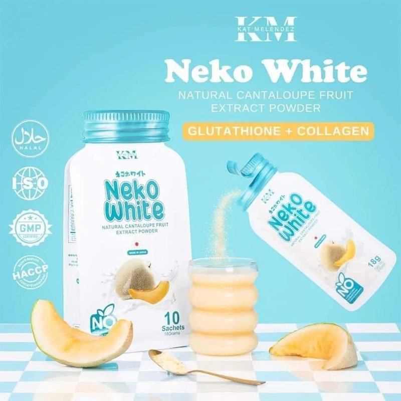 Nekothione Neko White Natural Cantaloupe Fruit Extract Powder By Kat Melende 10 Sachets x 18g