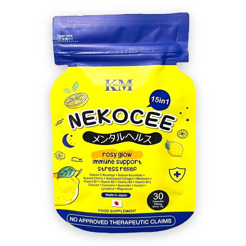 Nekocee.jpg Nekocee 15 in 1 by Kath Melendez Rosy Glow Immune Support Stress Relief 30 Capsule 500mg Made in Japan
