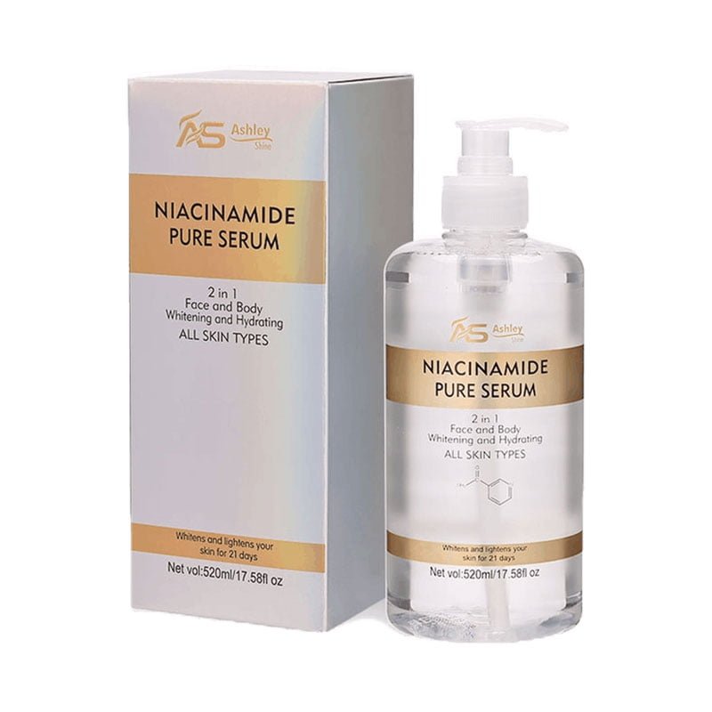 Niacinamide-Pure-Serum.jpg Ashley Shine Niacinamide Pure Serum 2 in 1 Face & Body Whitening and Hydrating Skin 520ml
