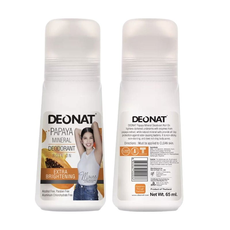 Papaya-Roll-on.jpg Deonat Papaya Mineral Deodorant Roll On Extra Brightening Tawas 65ml Product of Thailand
