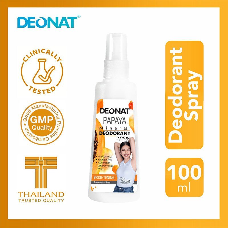 Deonat Papaya Mineral Deodorant Underarm Spray 100ml Product of Thailand