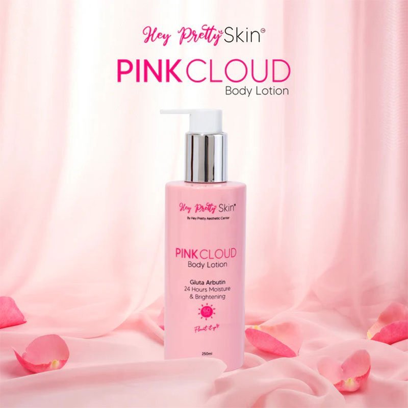 Hey Pretty Skin Pink Cloud Body Lotion Gluta Arbutin 24 Hours Moisture & Brightening