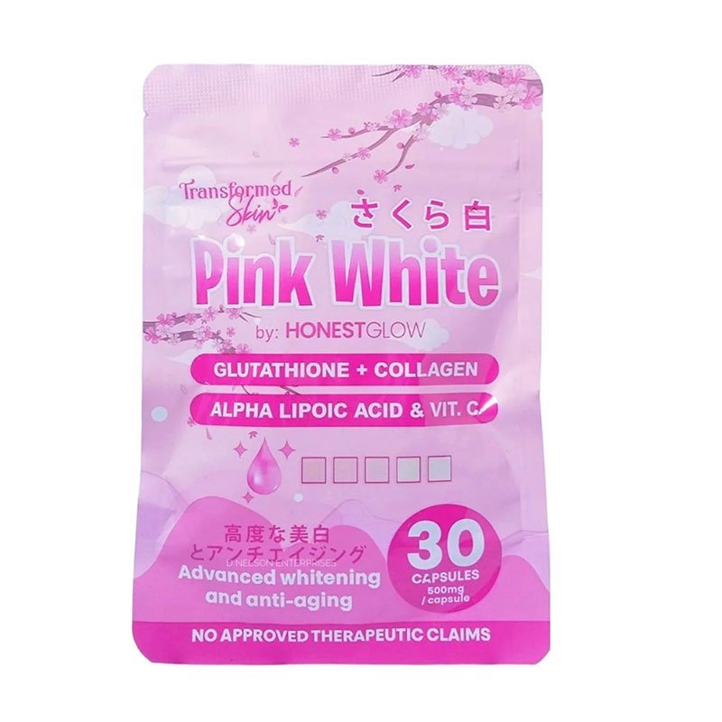 Pink-White-Capsule.jpg Transformed Skin Honest Glow Pink White Glutathione + Collagen 30 Capsule
