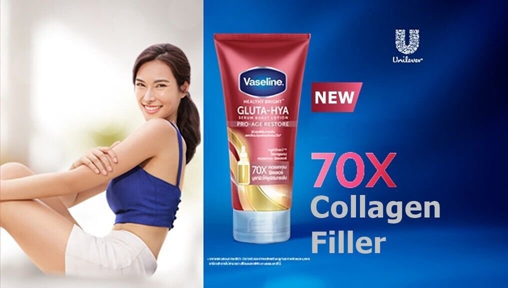 Vaseline Healthy Bright Gluta-Hya Serum Burst Lotion Pro-Age Restore 170ml