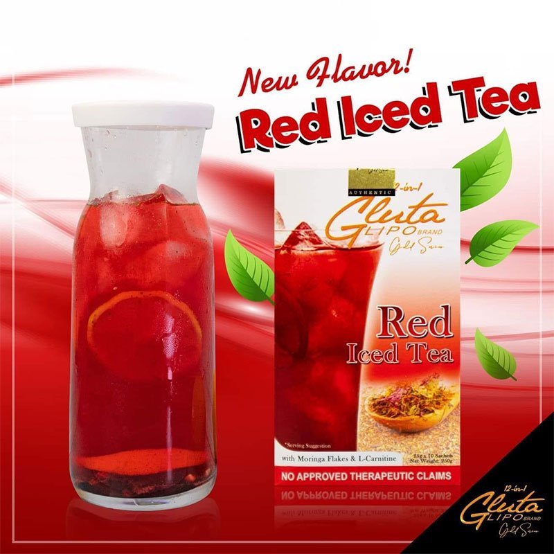 GlutaLipo12 in 1 Gluta Lipo Gold Series Red Iced Tea – 10 Sachets
