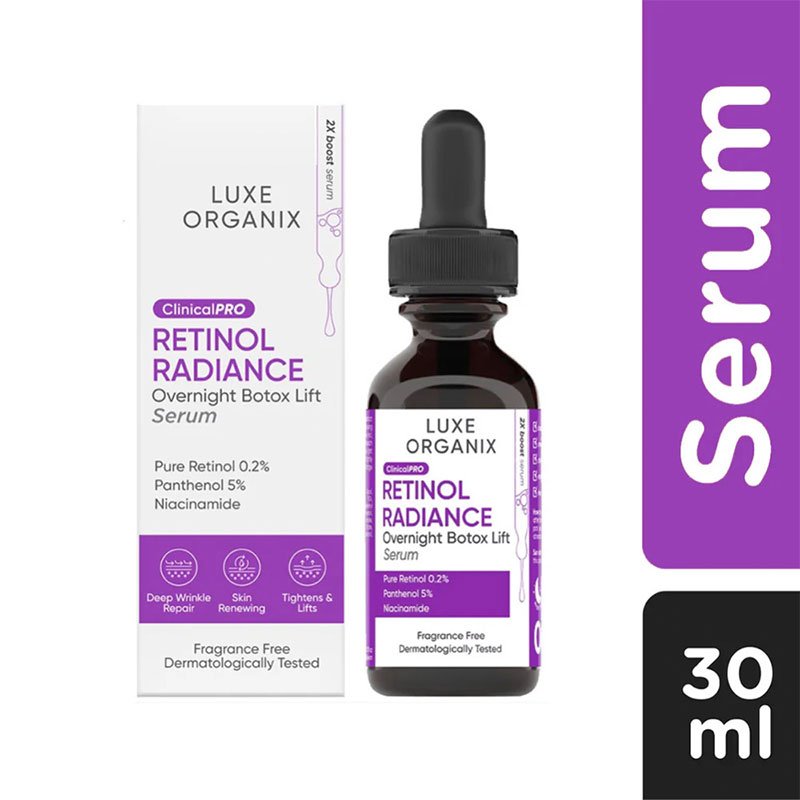 Retinol-Radiance-Overnight-Botox-Lift-Serum.jpg Luxe Organix Clinical Pro Retinol Radiance Overnight Botox Lift Serum 30ml