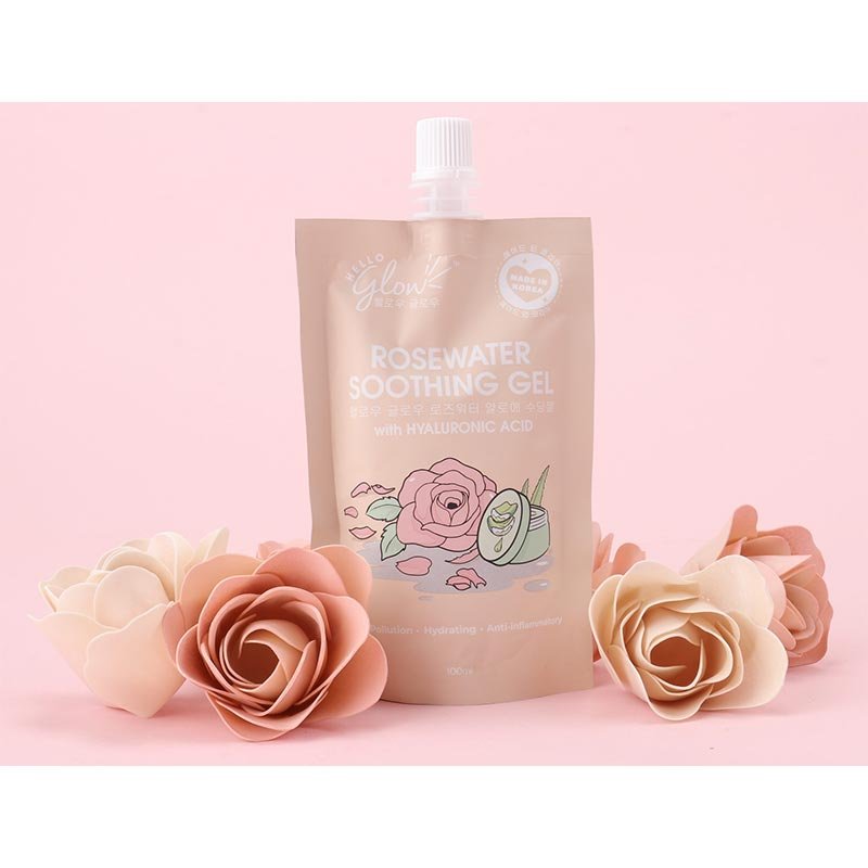 Hello Glow Rosewater Soothing Gel With Hyaluronic Acid100ml Made in Korea
