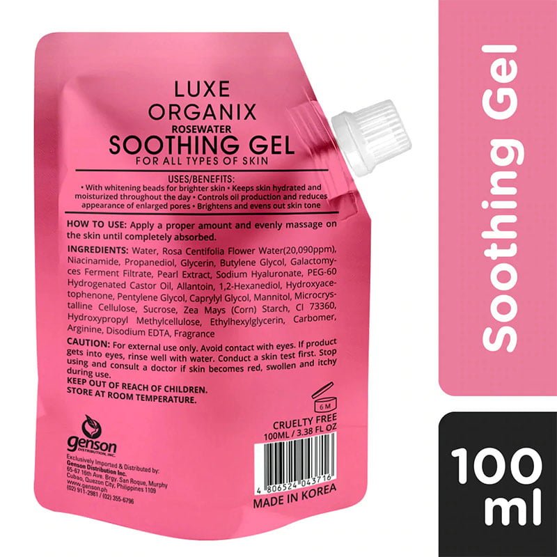 Luxe Organix Rosewater Soothing Gel For All Type of Skin Made in Korea