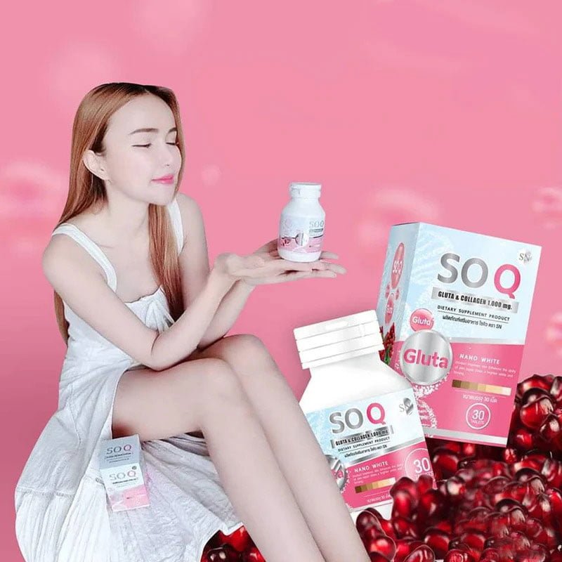 SOQ-Collagen-1.jpg SOQ Gluta & Collagen 1000mg Dietary Supplements 30 Tablets Product of Thailand