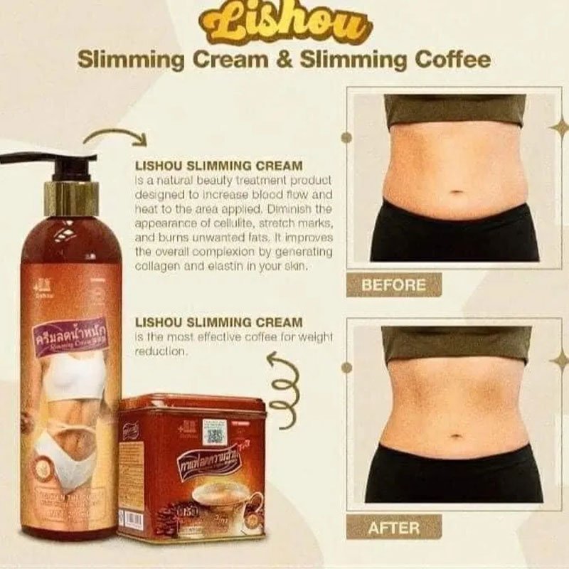 Lishou 3 in 1 Slimming Coffee & Slimming Cream with Whitening Effect Made in Thailand