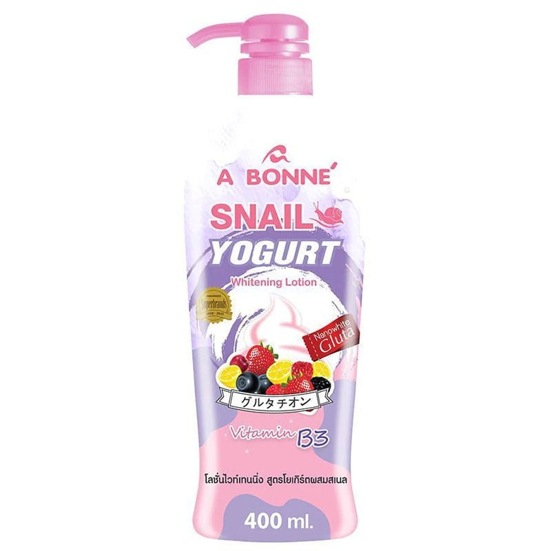 Snail-Yogurt.jpg A Bonne’ Snail Yogurt Whitening Lotion Firm and Bright Skin Reduce Wrinkles Tighten Pores 400ml