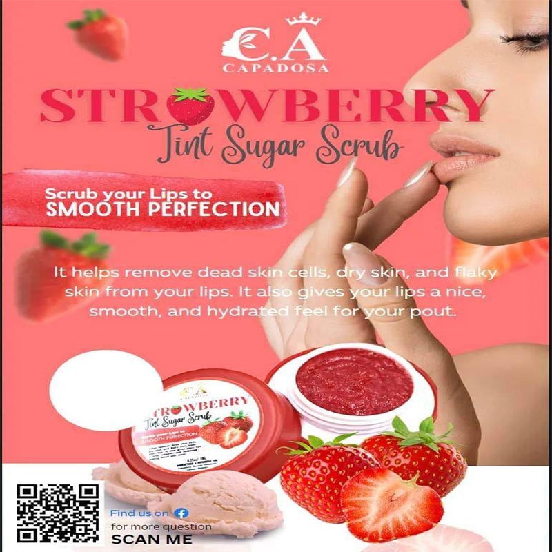 CAPADOSA Strawberry lip Tint Sugar Scrub 10g
