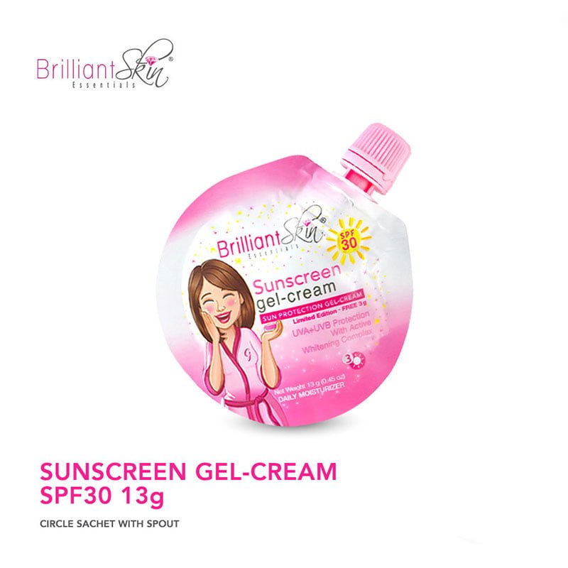 Brilliant Skin Essentials Sunscreen Gel-Cream SPF 30 13g Circle Sachet with Spout