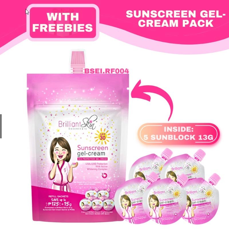 Brilliant Skin Essentials Sunscreen Gel Cream 1 Pouch 5 Sachets