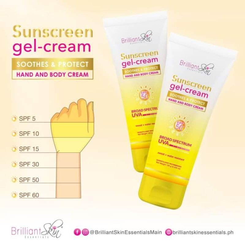Brilliant Skin Essentials Hand and Body Sunscreen Gel Cream SPF50 Smooth & Protect