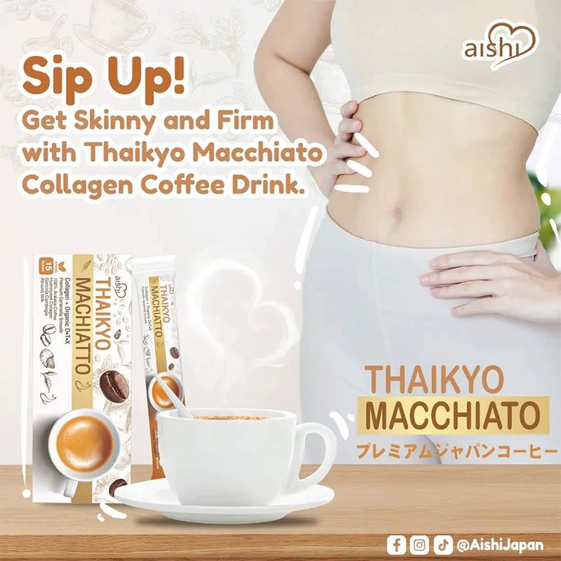 Thaikyo-Macchiato-Collagen-1-1.jpg Aishi Thaikyo Macchiato Collagen with Organic Detox Premium Caramelly Smooth 15 Sachets