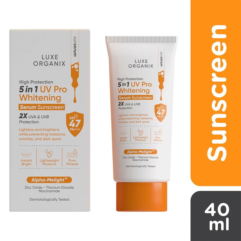 Luxe Organix High Protection 5 in 1 UV Pro Whitening Pure Mineral Serum Sunscreen SPF50 PA+++