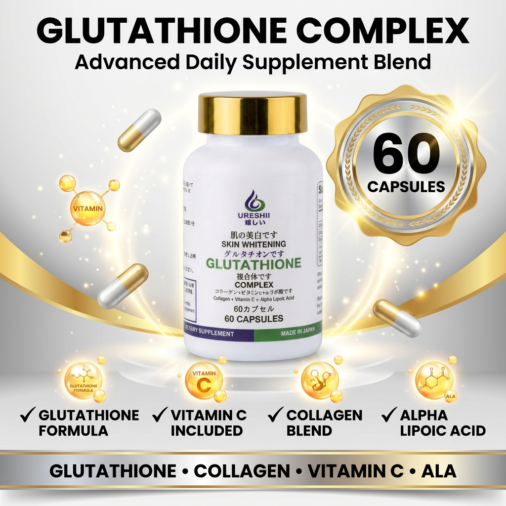 Ureshii Glutathione Complex Capsules 02 Ureshii Glutathione Complex Capsules-Dietary Supplement | 60 Capsules | Glutathione, Vitamin C, Collagen & Alpha Lipoic Acid | Made in Japan