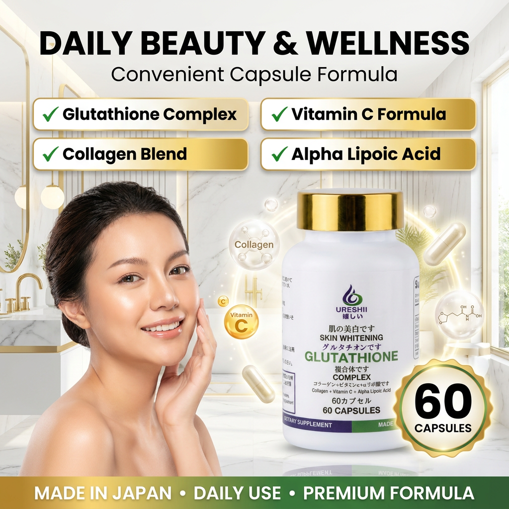Ureshii Glutathione Complex Capsules 05 Ureshii Glutathione Complex Capsules-Dietary Supplement | 60 Capsules | Glutathione, Vitamin C, Collagen & Alpha Lipoic Acid | Made in Japan