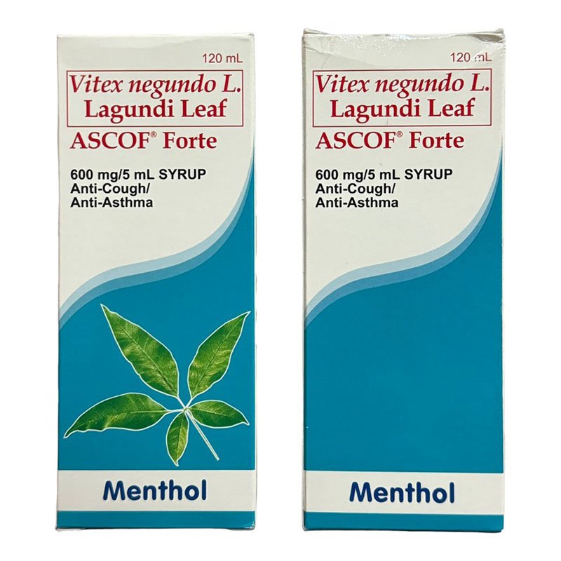 Pascual Ascof Forte Vitex Negundo L. Lagundi Leaf 600mg/5ml Menthol Flavor Syrup 120ml
