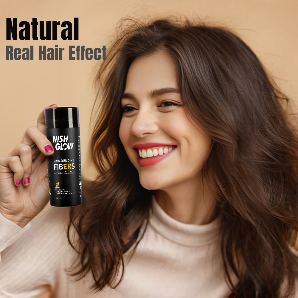 NISHGLOW  ORGANIC HAIR FIBER FOR THICKER THINNING HAIR  FULL HAIR INSTANTLY  FOR MEN & WOMEN