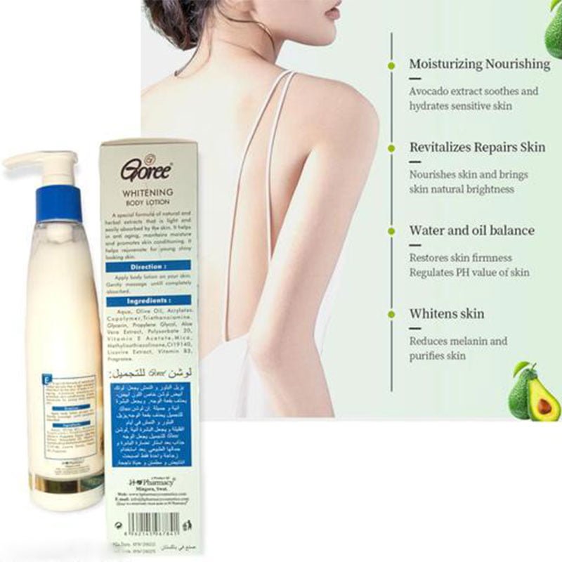 Whitening-Body-Lotion-1.jpg Goree Avocado & Aloe Vera Whitening Body lotion With Lycopene 205ml