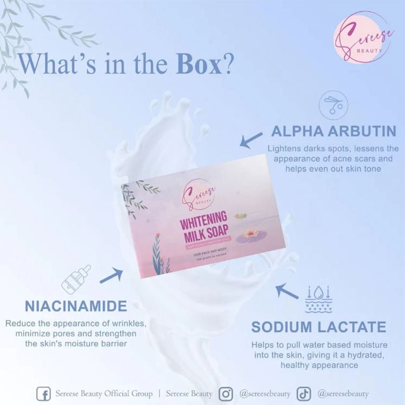 Whitening-Milk-Soap-2.jpg Sereese Beauty Whitening Milk Soap Anti-Aging & Moisturizing For Face & Body 100g