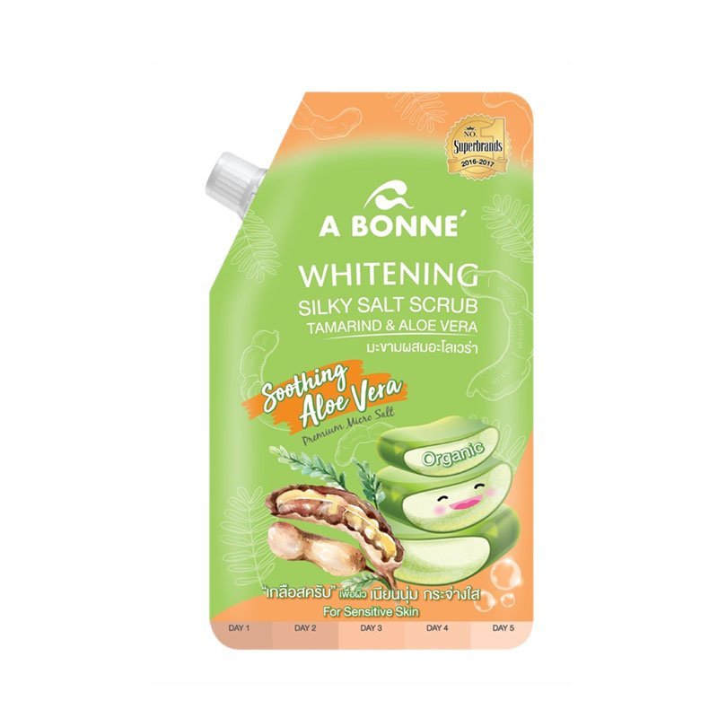 Whitening-Silky-Salt-Scrub.jpg A Bonne Whitening Silky Salt Body Scrub Tamarind And Aloe Vera Premium Soothing For Sensitive Skin 350g.