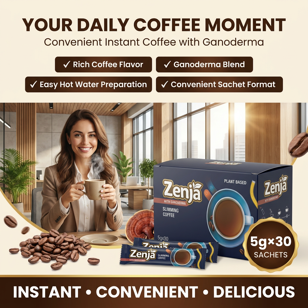 Zenja Coffee Mix with Ganoderma | Instant Coffee Sachets 5g x 30 | Plant-Based Coffee Blend | Daily Beverage Mix