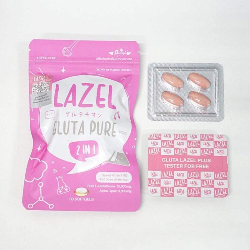 lazel-1W.jpg Lazel Gluta Pure 2 in 1 Skin Whitening Supplement