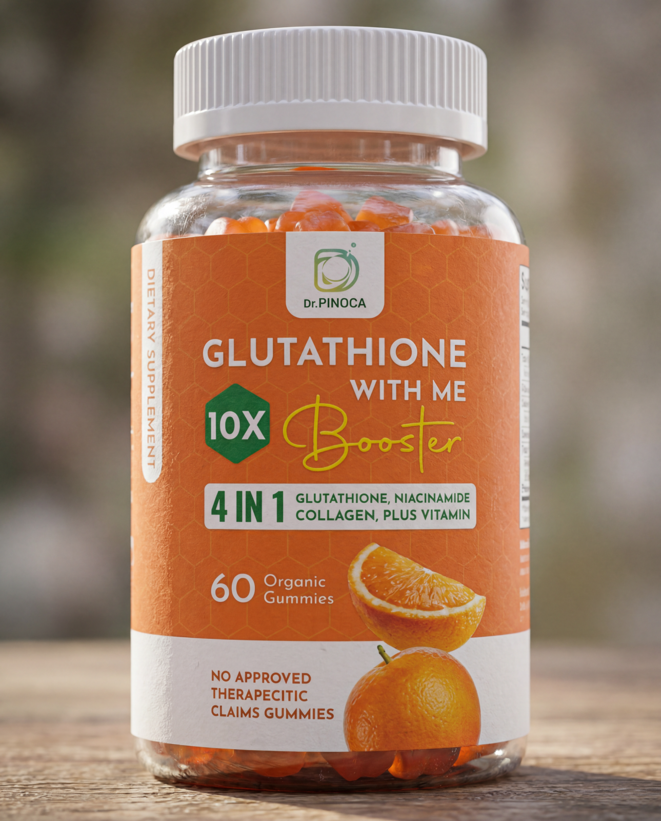 Dr. PINOCA Glutathione Gummies with Niacinamide, Collagen & Vitamins | 60 Gummies