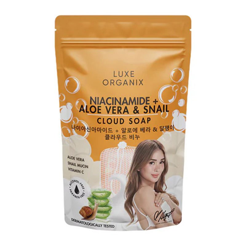 niacinamide-Aloe-Vera-Snail-Cloud-Soap.jpg Luxe Organix Niacinamide + Aloe Vera & Snail Cloud Soap 180g Made in Korea