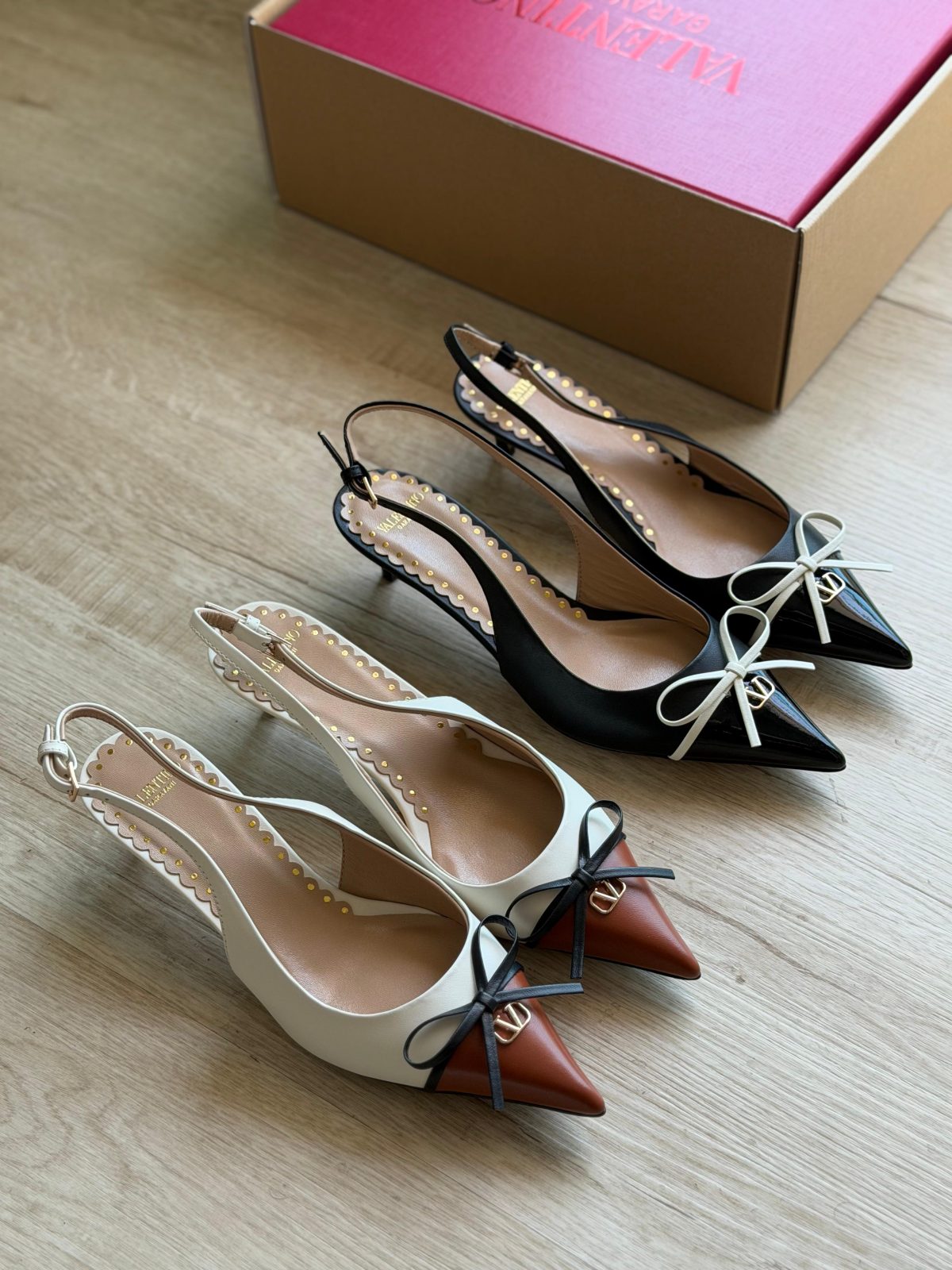 Bow Pointed Slingback Heels - colour collection