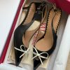 Bow Pointed Slingback Heels - Black