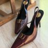 Gold-Detail Slingback Heels - Burgundy Gold-Detail Slingback Heels - Burgundy