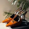 Gold-Detail Slingback Heels - Orange Gold-Detail Slingback Heels - Orange