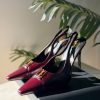 Gold-Detail Slingback Heels - Burgundy Gold-Detail Slingback Heels - Burgundy