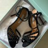 Beaded Ankle-Strap Sandals - Black