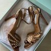 Beaded Ankle-Strap Sandals - Bronze