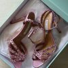 Beaded Ankle-Strap Sandals - Pink