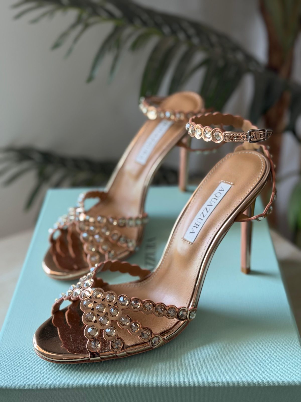Beaded Ankle-Strap Sandals - Gold