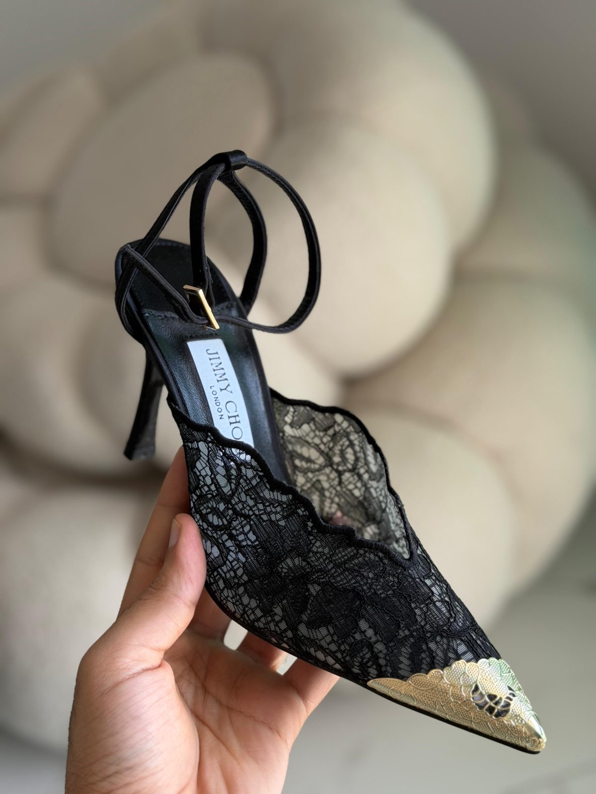 Lace Gold-Toe Heels - Black Lace Gold-Toe Heels - Black