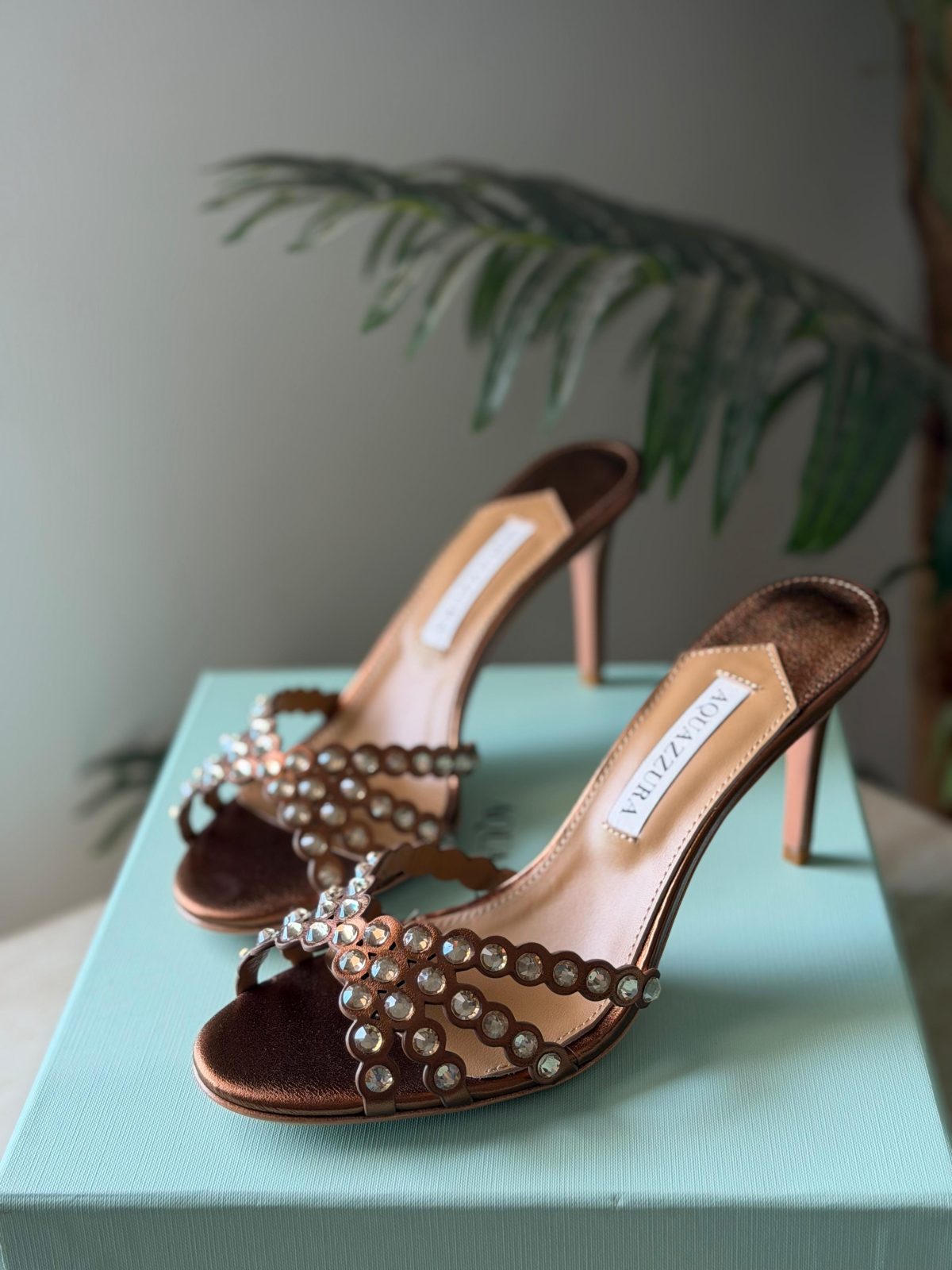 Beaded Slip-On Mules - Bronze Beaded Slip-On Mules - Bronze