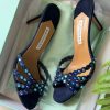 Beaded Slip-On Mules - Navy Beaded Slip-On Mules - Navy