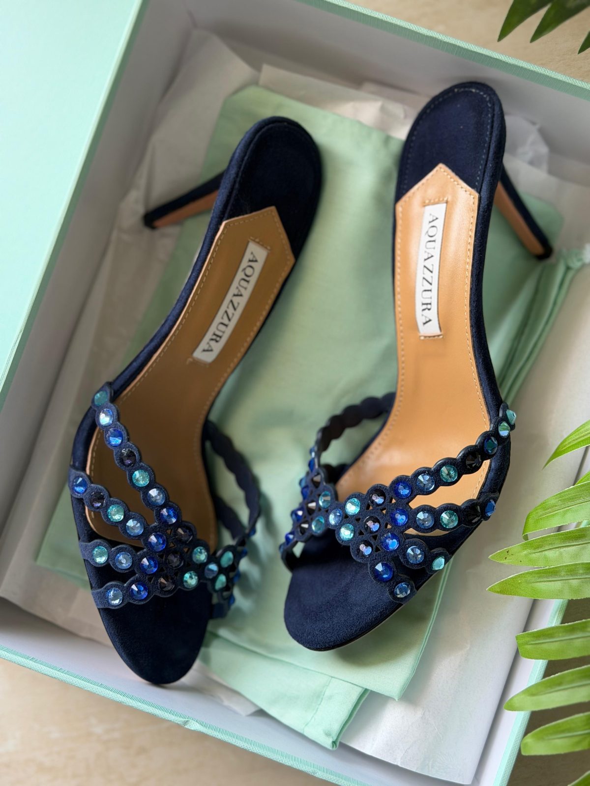 Beaded Slip-On Mules - Navy Beaded Slip-On Mules - Navy