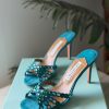 Beaded Slip-On Mules - Turquoise Beaded Slip-On Mules - Turquoise